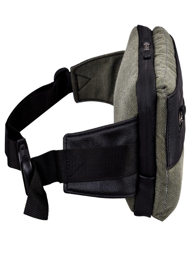SYUTM Unisex Rectangle Front Zipper Canvas Matty Fabric Waist Pack Travel Handy Hiking Zip Pouch Elegant Style Document Money Phone Belt Sport Bag for Men and Women Adjustable Strap (Khaki Green) - Image 3